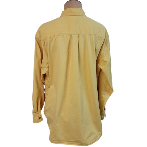 Vintage 90s Limited Chinos Shirt Womens M Yellow Boyfriend Cotton Utility Tomboy - Picture 2 of 5